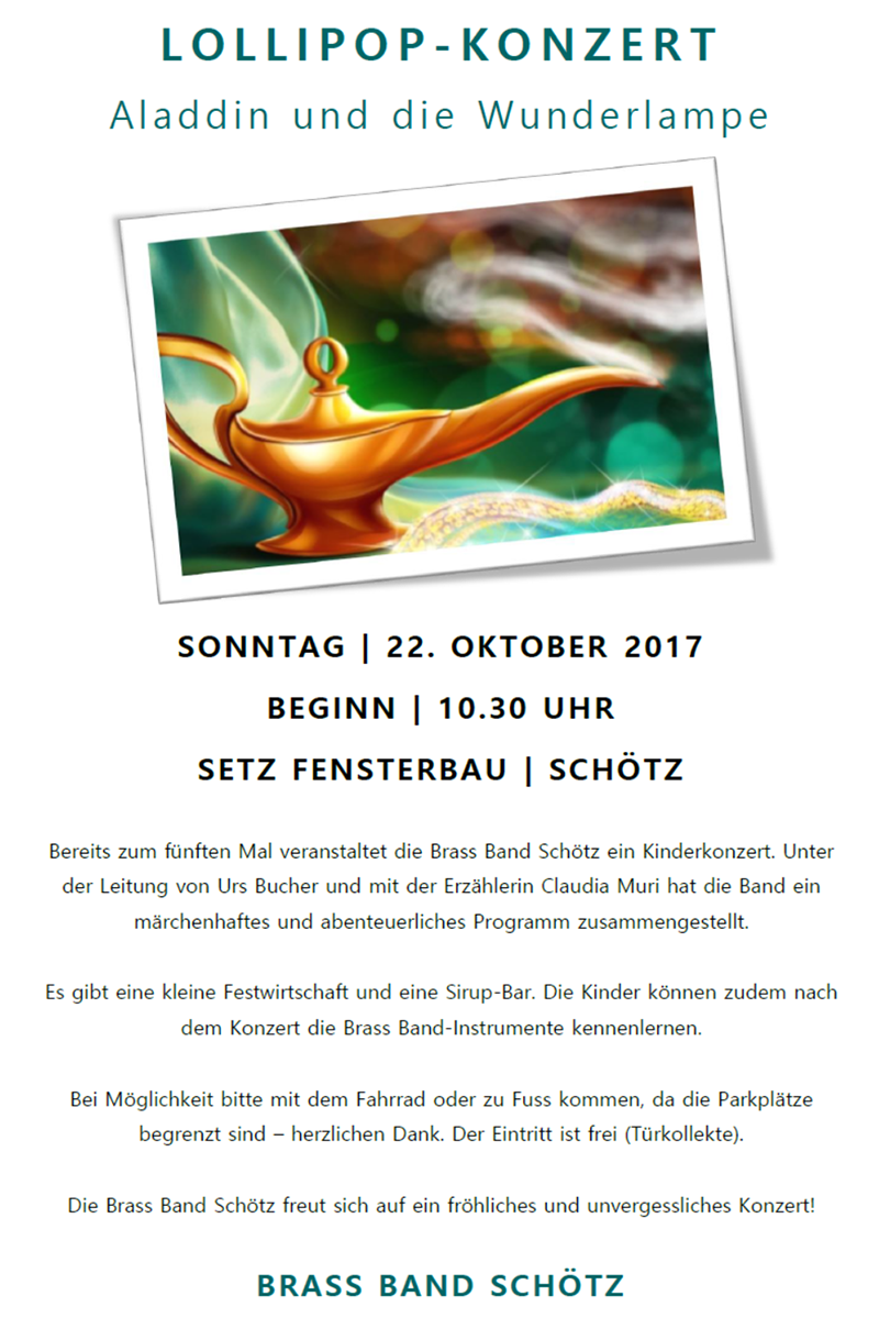 Lollipop Kinderkonzert - Aladdin und die Wunderlampe Lollipop Kinderkonzert - Aladdin und die Wunderlampe